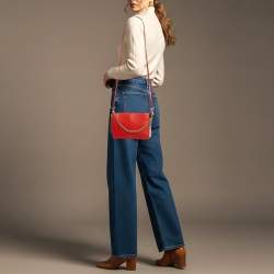 Pre Owned Givenchy Cross 3 Red Leather and Suede Shoulder Bag