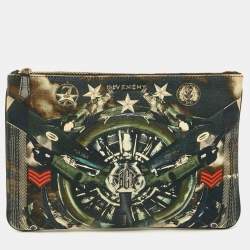 مملوكة مسبقًا Givenchy Fighter Plane and Stars-Print Canvas Clutch