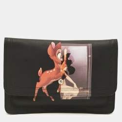 مملوكة مسبقًا Givenchy Bambi Print Black Leather Clutch