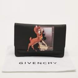 مملوكة مسبقًا Givenchy Bambi Print Black Leather Clutch