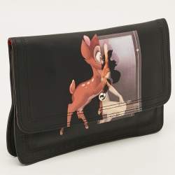 مملوكة مسبقًا Givenchy Bambi Print Black Leather Clutch