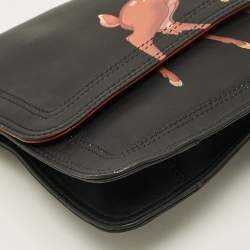 مملوكة مسبقًا Givenchy Bambi Print Black Leather Clutch