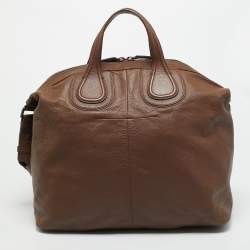 Pre Owned حقيبة جيفنشي نايتنغيل كبيرة جلد بنية ساتشيل