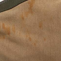 Pre Owned Givenchy Nightingale Large Olive Green/Beige Canvas and Leather Satchel