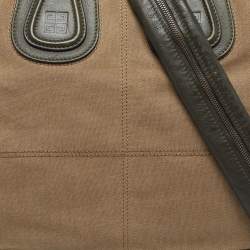 Pre Owned Givenchy Nightingale Large Olive Green/Beige Canvas and Leather Satchel