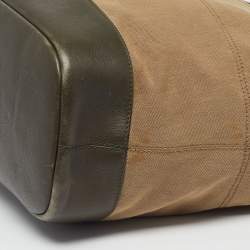 Pre Owned Givenchy Nightingale Large Olive Green/Beige Canvas and Leather Satchel