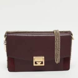Pre Owned Givenchy GV3 Burgundy Suede and Leather Wallet On Chain