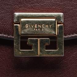 Pre Owned Givenchy GV3 Burgundy Suede and Leather Wallet On Chain