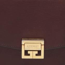 Pre Owned Givenchy GV3 Burgundy Suede and Leather Wallet On Chain