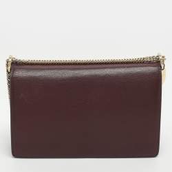 Pre Owned Givenchy GV3 Burgundy Suede and Leather Wallet On Chain