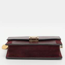 Pre Owned Givenchy GV3 Burgundy Suede and Leather Wallet On Chain