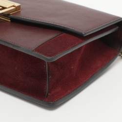 Pre Owned Givenchy GV3 Burgundy Suede and Leather Wallet On Chain