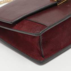 Pre Owned Givenchy GV3 Burgundy Suede and Leather Wallet On Chain