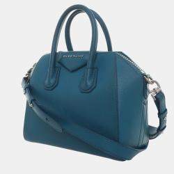 Pre Owned Givenchy Oil Blue Sugar Goatskin Leather Small Antigona Bag