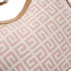 Pre Owned Givenchy Pink/Beige Signature Canvas and Leather Hobo 
