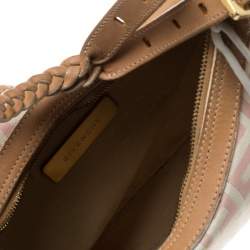 Pre Owned Givenchy Pink/Beige Signature Canvas and Leather Hobo 