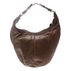 Givenchy Brown Signature Embossed Leather Hobo