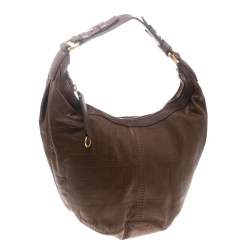 Givenchy Brown Signature Embossed Leather Hobo
