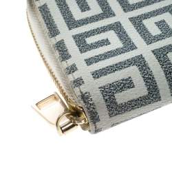 Pre Owned Givenchy White/Grey Coated Canvas Antigona Zip Around Wallet