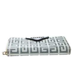Pre Owned Givenchy White/Grey Coated Canvas Antigona Zip Around Wallet