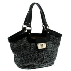 مملوكة مسبقًا حقيبة جيفنشي جلد وقماش شهيرة مونوكروم رمادية/ سوداء