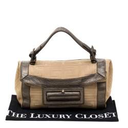 Givenchy Cream and Metallic Brown Canvas And Leather Satchel