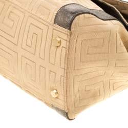 Givenchy Cream and Metallic Brown Canvas And Leather Satchel