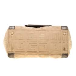 Givenchy Cream and Metallic Brown Canvas And Leather Satchel
