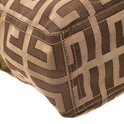 Givenchy Brown Monogram Canvas And Croc Embossed Leather Tote