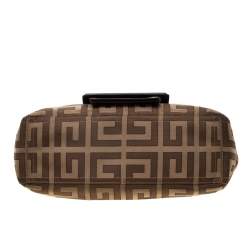 Givenchy Brown Monogram Canvas And Croc Embossed Leather Tote