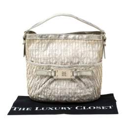 Givenchy Beige Shimmering Canvas and Leather Small Trim Hobo