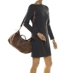 Pre Owned Givenchy Brown Monogram Canvas and Leather Hobo