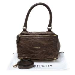Pre Owned Givenchy Brown Crinkled Leather Medium Pandora Shoulder Bag