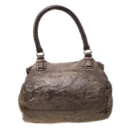 Pre Owned Givenchy Brown Crinkled Leather Medium Pandora Shoulder Bag