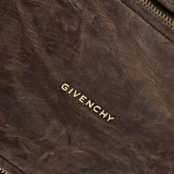 Pre Owned Givenchy Brown Crinkled Leather Medium Pandora Shoulder Bag