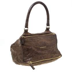 Pre Owned Givenchy Brown Crinkled Leather Medium Pandora Shoulder Bag
