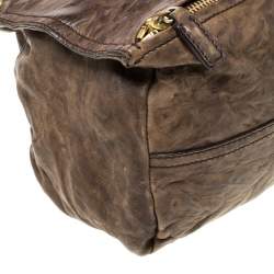 Pre Owned Givenchy Brown Crinkled Leather Medium Pandora Shoulder Bag