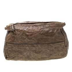 Pre Owned Givenchy Brown Crinkled Leather Medium Pandora Shoulder Bag