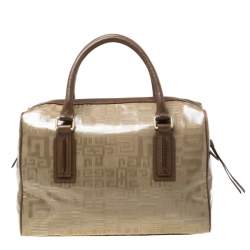 Givenchy Brown Coated Canvas and Leather Satchel