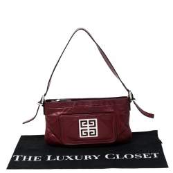 Pre Owned Givenchy Red Leather Logo Shoulder Bag