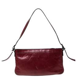 Pre Owned Givenchy Red Leather Logo Shoulder Bag