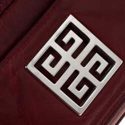 Pre Owned Givenchy Red Leather Logo Shoulder Bag