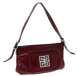 Pre Owned Givenchy Red Leather Logo Shoulder Bag