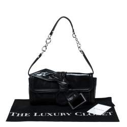 Pre Owned حقيبة كلتش جيفنشي عقدة جلد سوداء