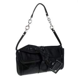 Pre Owned حقيبة كلتش جيفنشي عقدة جلد سوداء