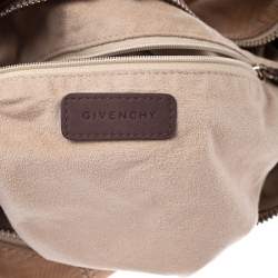 Pre Owned حقيبة جيفنشي جلد بيج/ بني مونوغرامي منقوش جيب بسحاب مزدوج