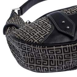 مملوكة مسبقًا حقيبة جيفنشي كانفاس رصاصي/ أسود وجلد