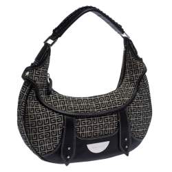 مملوكة مسبقًا حقيبة جيفنشي كانفاس رصاصي/ أسود وجلد