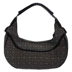 مملوكة مسبقًا حقيبة جيفنشي كانفاس رصاصي/ أسود وجلد