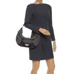 مملوكة مسبقًا حقيبة جيفنشي كانفاس رصاصي/ أسود وجلد